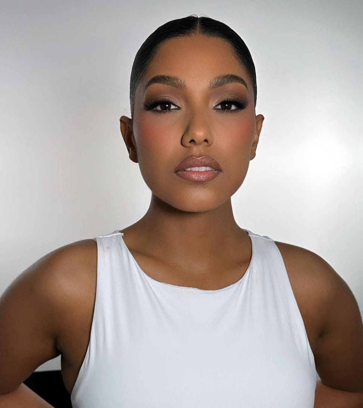 Editorial studio glam makeup look